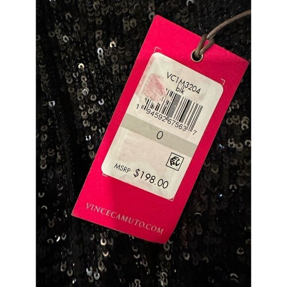 Vince Camuto dress sequined Black 3/4 Balloon Sleeve Crew Neck Sequin size 0 - Picture 9 of 15
